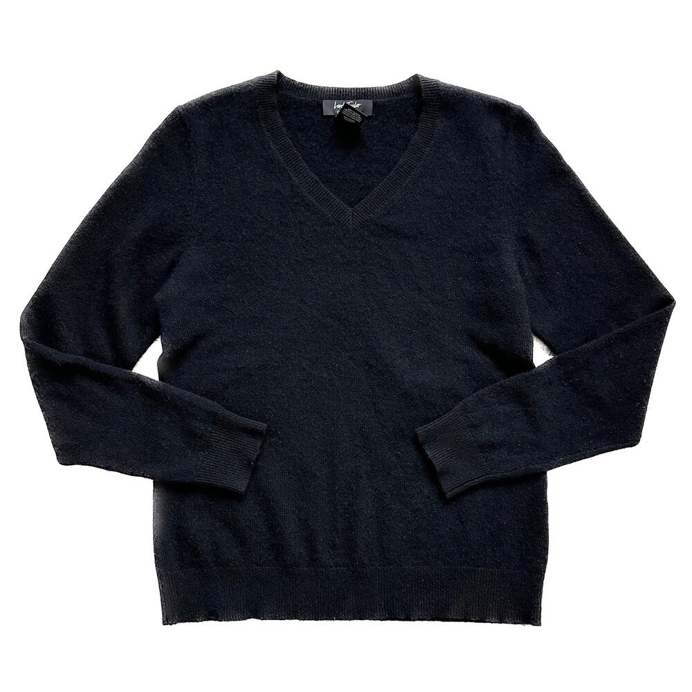 Lord & Taylor Black Cashmere V-Neck Long Sleeve Sweater Top Size M